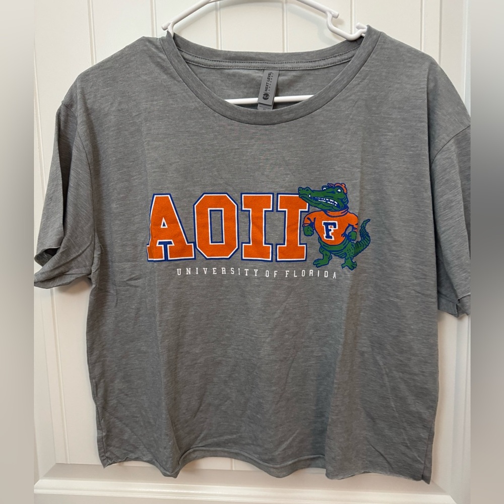 University of Florida Gray T-Shirt with Orange and Blue Alpha omicron Pi XL